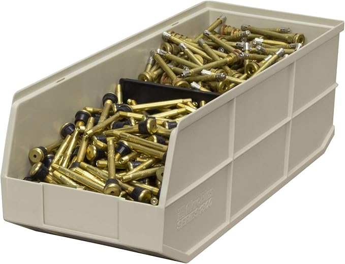 Akro-Mils 30348 1800 Series AkroBin Plastic Stacking Storage Bin, (20-1/2-Inch L x 8-1/4-Inch W x 7-Inch H), Beige, (6-Pack)