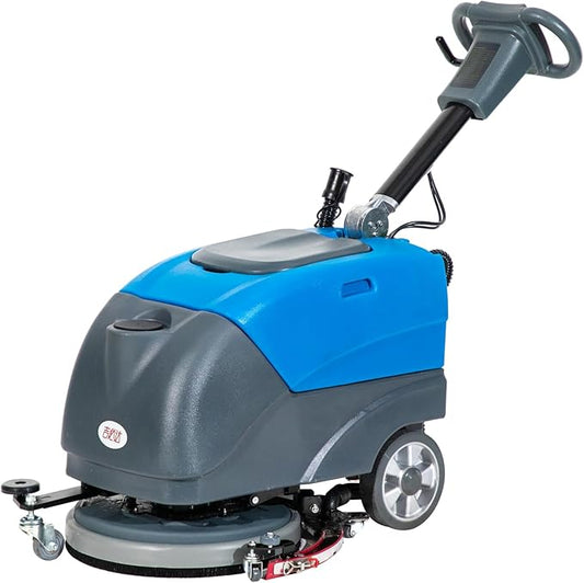 Commercial Floor Scrubber Machine with brushes， 15" Brush 8 Gal Foldable and Portable Scrubber Walk-Behind cleaning machine ，180 Degree Rotation，floor scrubbing, floor cleaner machine