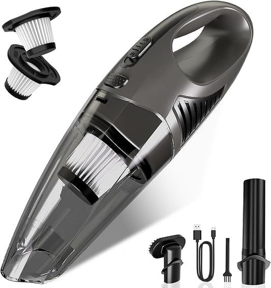 Handheld Vacuum Cordless, 11KPA Strong Suction & 25 Mins Runtime Brushless Motor, Rechargeable Car Vacuum Cleaner with 2 HEPA Filter/Multi-Accessories/Lightweight, for Home/Car/Office Cleaning