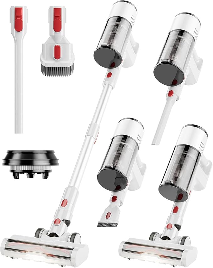 Built for Stairs Cleaning – Lightweight Cordless Vacuum Designed for Stairs, Steps, Edges and Corners. Easy to Carry up and Down with one Hand White