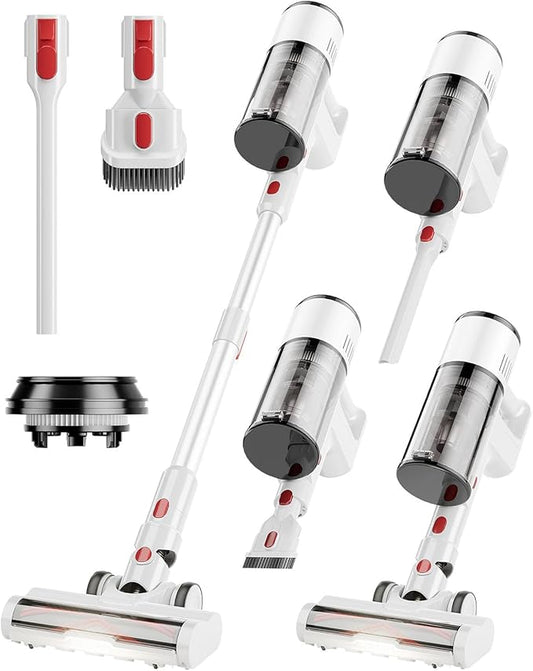 Built for Stairs Cleaning – Lightweight Cordless Vacuum Designed for Stairs, Steps, Edges and Corners. Easy to Carry up and Down with one Hand White