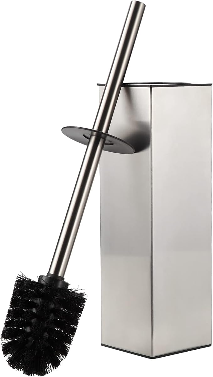 BGL Toilet Brush Holder Freestanding,Brushed Nickel,304 Stainless Steel,SUS304 Toilet Bowl Brush and Holder for Bathroom - Space Saving,Sturdy,Deep Cleaning,Covered Brush