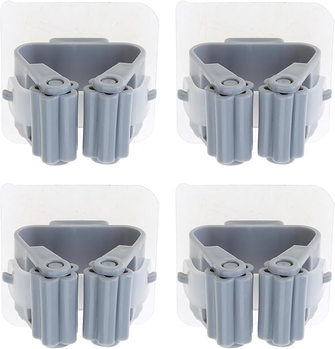 4PCS Mop Broom Holder Wall Mounted Broom Clip Mop Grippers Self-Adhesive No Drilling Racks Anti-Slip Hooks And Dustpan Hanger
