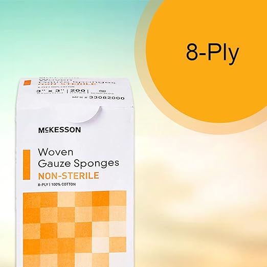 McKesson Woven Gauze Sponges, Non-Sterile, 8-Ply, 100% Cotton, 2 in x 2 in, 200 per Pack (3 X 3 Inch, 4000, Count)