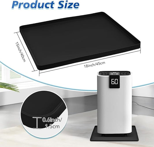 Dehumidifier Drip Pan, 18''x15'' Humidifier Drip Pan, Prevent Water Leakage and Protect Floor & Carpet, Non-Slip & Leak-Proof Silicone Mat with Raised Edge, for Under Dehumidifier and Humidifier Mat
