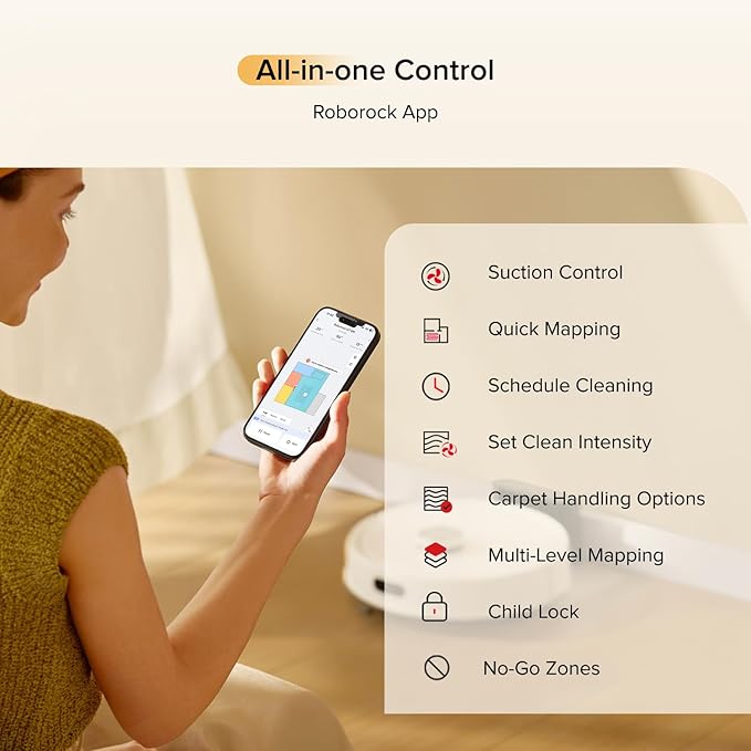 roborock Q7 M5 Robot Vacuum and Mop Combo, 10,000Pa HyperForce Suction, Robotic Vacuum Cleaner, Dual Anti-Tangle System, APP-Controlled Mopping, LiDAR Navigation, for Pet Hair and Carpet, White