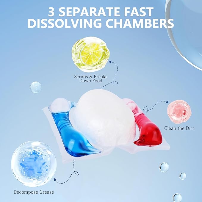 200 Count Dishwasher Pods, No Pre-Rinse Dishwasher Detergent Soap On Stain and Grease, Leaving a Virtually Spotless Shine,Dishwasher Detergent for Deep Cleaning