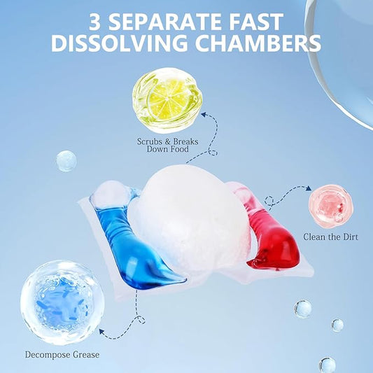 200 Count Dishwasher Pods, No Pre-Rinse Dishwasher Detergent Soap On Stain and Grease, Leaving a Virtually Spotless Shine,Dishwasher Detergent for Deep Cleaning