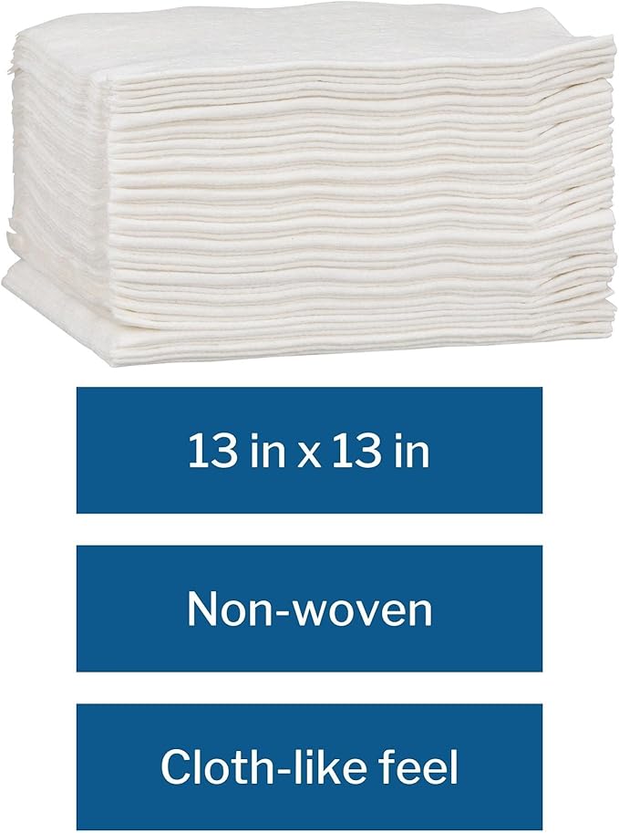 McKesson Disposable Washcloths, Soft, Absorbent and Strong, 13 in x 13 in, 50 Count, 16 Packs, 800 Total
