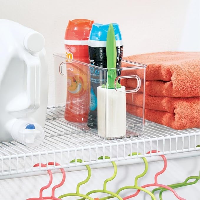 iDesign Pantry Storage Bins with Handles - Organizer Bins for Cabinets or Fridge - Set of 4 - Clear