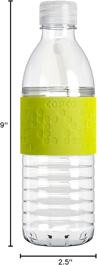 Copco Hydra Water Bottle with Spill-Resistant Lid, 16.9 oz - Reusable Tritan Non-Slip Sleeve, Twist-Open Body - BPA-Free, Leak-Proof, Durable & Portable for Gym, Office, School (Lime Green)