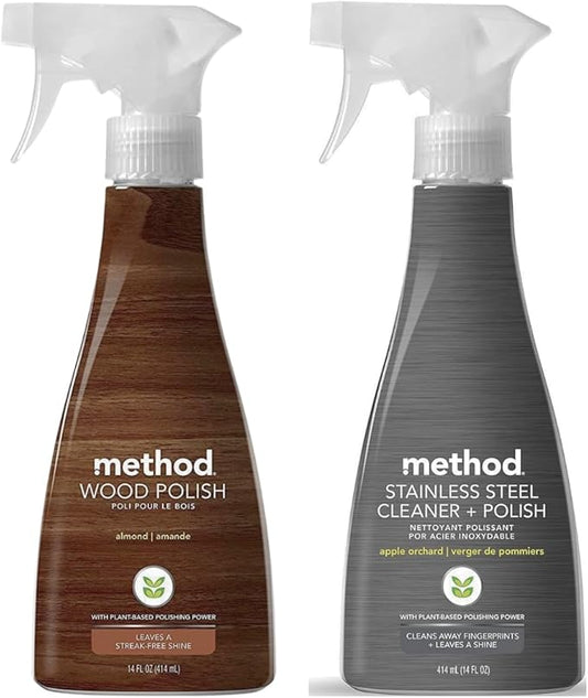 Method Stainless Steel Cleaner + Polish 14 oz Wood Polish, 14 oz. Bundle, 2 ct.