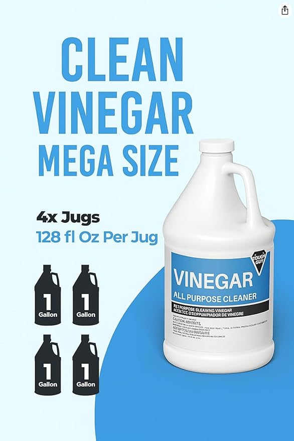 (4 Gallons) Distilled White Cleaning Vinegar – Natural All-Purpose Cleaner for Laundry, Floors & Surfaces – 6% Acidity – Deodorizer & Stain Remover