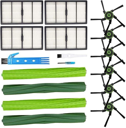 Replacement Parts Fit for iRobot Roomba s9 (9150) s9+ (9550) s Series Wi-Fi Connected Robot Vacuum Kits (2 Rubber Brushes, 4 Filters, 6 Side Brushes)