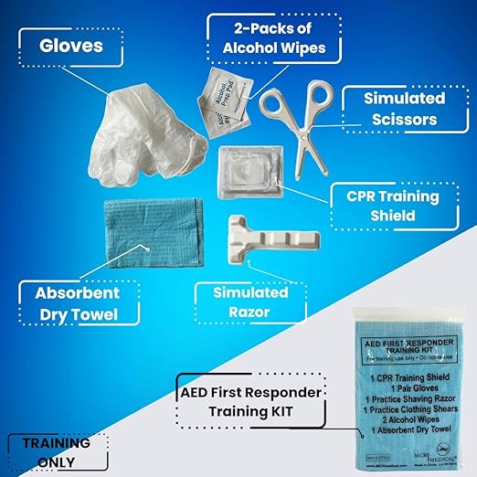 MCR Medical Prestan AED UltraTrainer, Replacement Pads, & Pack of 10 of CTK3
