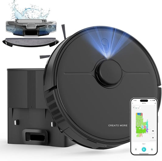 Robot Vacuum and Mop, Self Emptying Station for 90 Days, 5000Pa Suction, 3-in-1 LiDAR Navigation, Home Mapping, No-Go Zones, Wi-Fi/App/Alexa, Hard Floors, Carpet