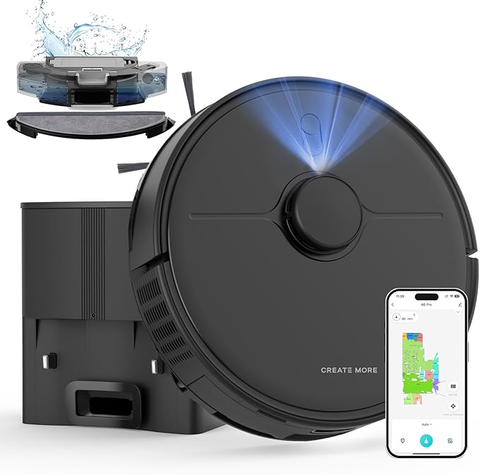 Robot Vacuum and Mop Combo, 5000Pa Powerful Suction, Advanced Smart Mapping, Ideal for Pet Hair, Dust