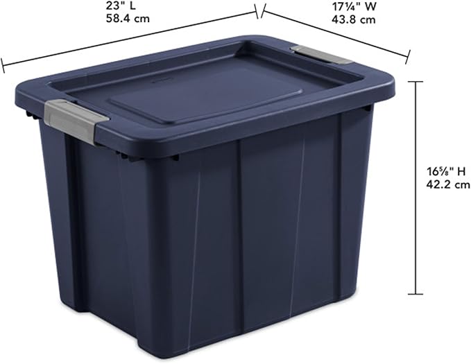 Sterilite 12-Pack Storage Bins with Lids, Heavy Duty Totes, Tuff1, 18 Gallon, Dark Indigo
