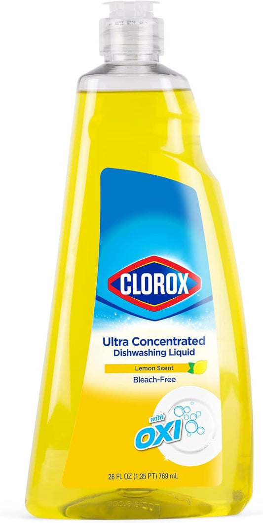 CLOROX Liquid Dish Soap | Antibacterial OXY Powered Dishwashing Liquid Cuts Through Tough Grease FAST | Quick Rinsing Formula | A Powerful Clean You Can Trust, Lemon Scent, Pack of 6