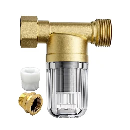 XZ02 Mini 50 Micron Reusable Washing Machine Water Filter, Compact Brass Washer Water Filter, for Washing Machine, Heater, Camping, Garden, Anti Scale Portable Sediment Filter