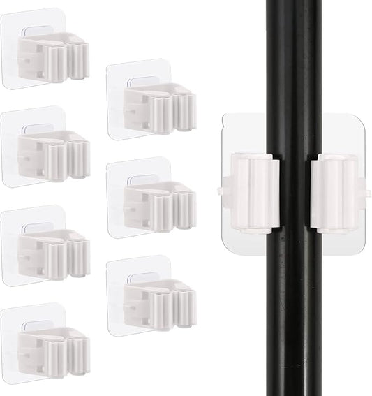 8PCS Broom Holder Wall Mount, Self Adhesive No Drilling Anti-Slip Mop and Broom Holder Organizer Hanger Wall Mount, Broom Gripper and Mop Holder Wall Mounted for Home Garden Garage Storage