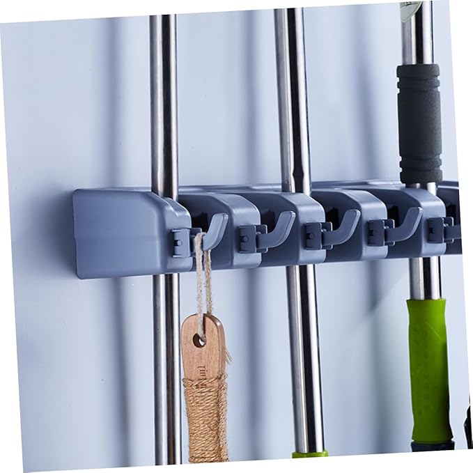 Mobestech Wall-mounted Mop Stand Bathroom Organizers for Holders Hook Wall Storage Organizer Kitchen Mop Broom Holder Over The Door Organizer Wall Mounted Storage Tool Storage Rack Blue