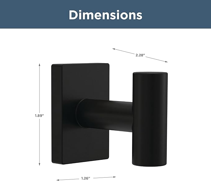 Franklin Brass Hartwell (1-Pack) Towel Hooks Matte Black Single Bathroom Hooks Wall Mounted for Robes & Towels Hand Towel Hook Holder Kitchen, Bathroom Accessories HRT35-MB