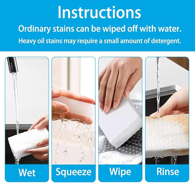 Magic Sponge Erasers, 100 Pack 2X Density Stronger Melamine Sponge Foam Pads, Multi-Functional Household Cleaning Cleaner for Kitchen, Bathroom, Bathtub, Sink, Wall Cleaner