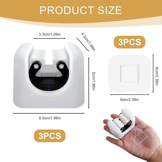 Broom Holder, Wall Mount Mop Organizer, Self-Adhesive Cleaning Supplies Hanger Rack for Bathroom Kitchen Garage Garden Space-Saving, Durable and Water-Resistant Broom Storage Solution, 3 Pack