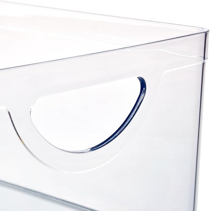 iDesign Stackable Open-Front Storage Bin with Handles for Kitchen, Set of 2, Clear, Made in USA