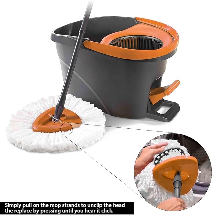 12Pack Spin Mop Replacement Heads,Spinning Mop Replace Head for Easy Wring Mop, 100% Microfiber Mop Head Replacement Compatible with Triangle Spin Mop Refill for Floor Cleaning,White