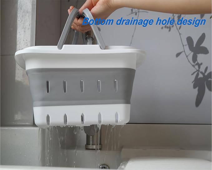 Portable Folding Plastic Bath Caddy with Handle, Perforated, Travel Bathroom Organizer for Bedroom, Bathroom, Shower, Dorm Room, Camping and RV Use (Orange, 1 pack)
