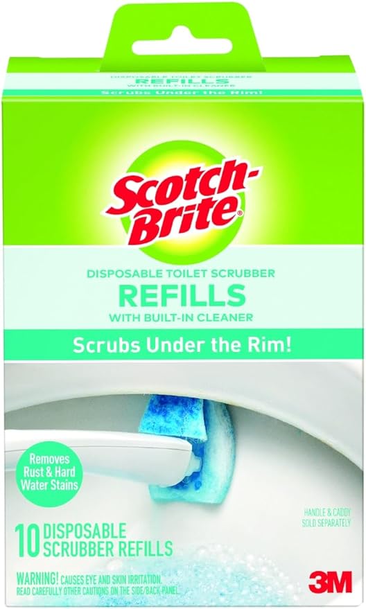 Scotch-Brite Disposable Toilet Scrubber Refills, Removes Rust & Hard Water Stains, 10 Disposable Refills Blue