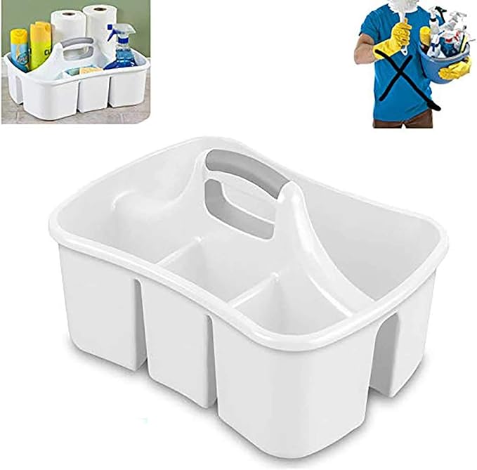 LavoHome Bath Kitchen Divided Compartment Caddy Storage Sink Organizer Janitors Bucket Cleaning Storage Holder Shower Supplies Cabinet Container
