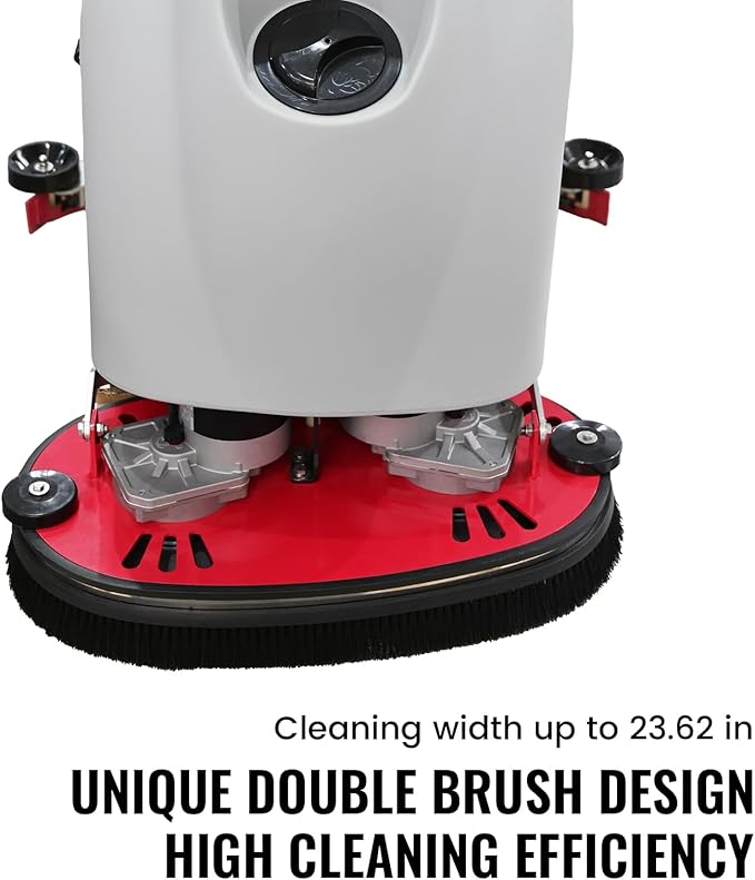Doppy Walk Behind Floor Scrubber Machine, 32.7" Dual Brushes, 50L Clean & 55L Sewage Tank, 24V Commercial Hand Push Floor Scrubber