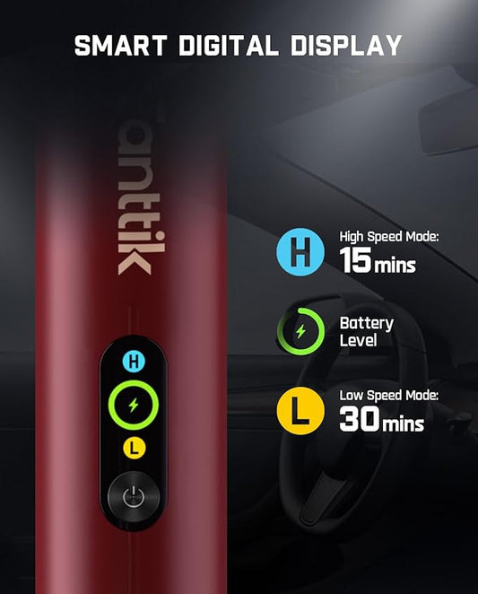 Fanttik Slim V10 APEX Cordless Car Vacuum, 4-in-1 Portable Mini Handheld Vac, 19kPa Suction Power, Upgraded Smart Digital Display, 2 Suction Modes for Small Jobs, Car, Office Desk, Keyboards (Red)