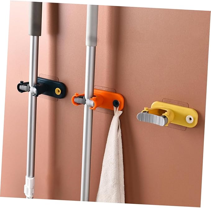 IMIKEYA 4pcs Hanging Broom Mop Storage Mounted Mop Holder Hook Rack for Home Cleaning Organizer