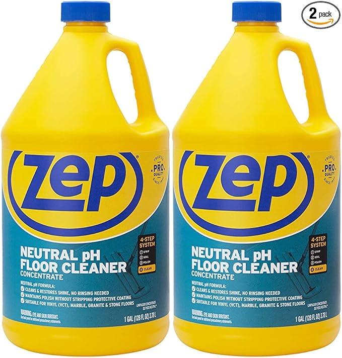 Zep Neutral pH Industrial Floor Cleaner. 1 Gallon (Case of 2) - ZUNEUT128 - Concentrated Pro Trusted All-Purpose Floor Cleaner