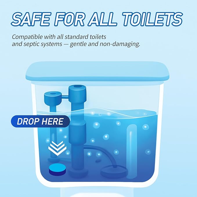 Toilet Bowl Cleaner Tablets 40 Pack, Long-Lasting Drop-in Tank Tablets with Sustained-Release Technology, Fight Tough Stains & Odors, Household & Commercial Use, Compatible with Most Toilets-Effective