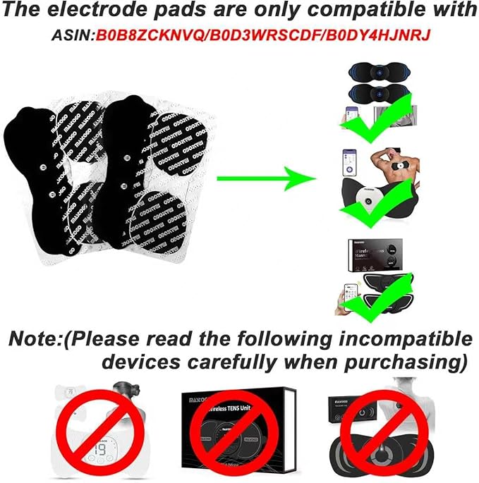Tens Unit Wireless Electrode Pads, Replacement Electrode Pads with Standard 3.5mm Snap-on Connectors(4PCS/Set)(Black)