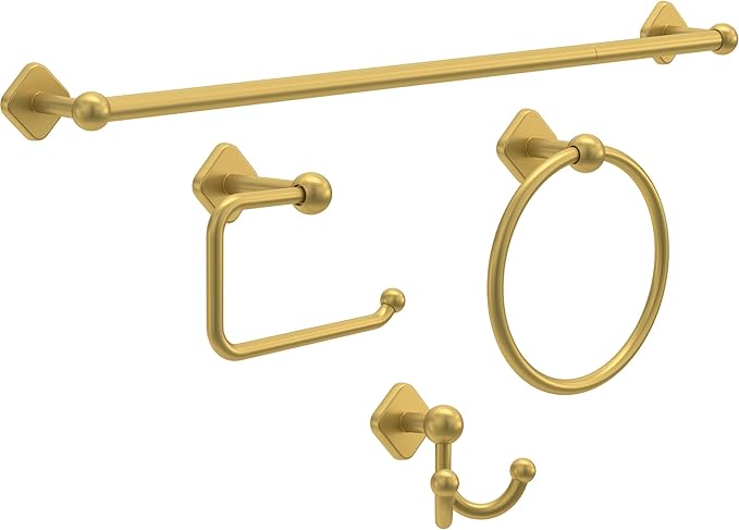 Franklin Brass Gainesville (1-Pack) Towel Hooks Satin Gold Double Bathroom J Hooks Wall Mounted for Robes & Towels Hand Towel Hook Holder Kitchen, Bathroom Accessories GNV35-SG