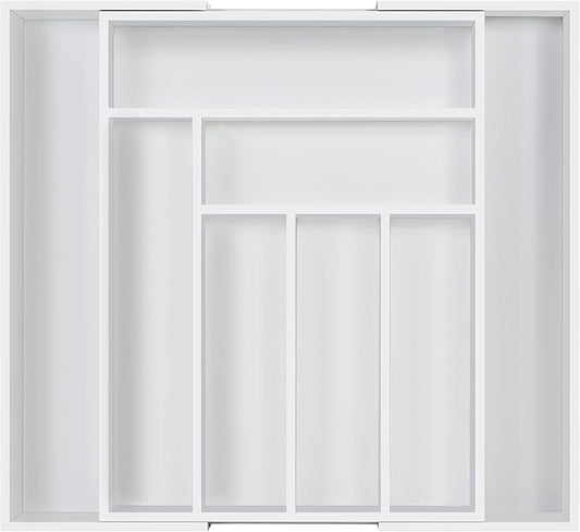Utopia Kitchen Expandable Drawer Organizer, Adjustable Kitchen Drawer Organizer, Bamboo Drawer Dividers Organizer for Kitchen, Silverware, Flatware, Living Room (6-8 Slots, White) Pack of 1