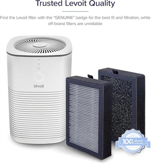 LEVOIT LV-H128 Air Purifier Replacement Filter, Genuine LV-H128-RF Air Filters, Capture Dust Smoke Pollen, Activated Carbon, 3-Stage Filtration System, 2 Piece Set, 1 Pack