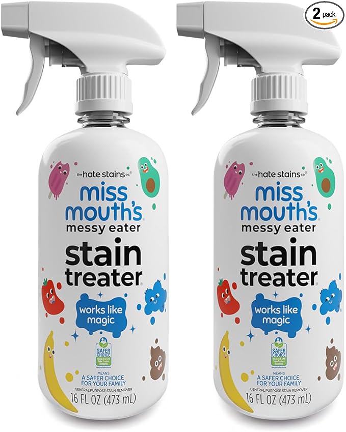 Miss Mouth’s Messy Eater Stain Treater Spray - Stain Remover - Newborn & Baby Essentials - 2-Pack of 16oz Stain Remover