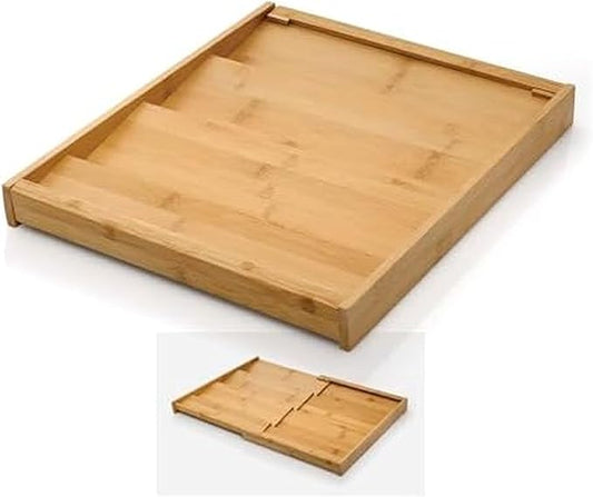 Copco 4 Tier Expandable Bamboo Spice Organizer for Drawers, Adjustable from 12.2 inch to 23 Inch, In Drawer Rack for Kitchen, Holds 32 Jars, Durable & Eco-Friendly Spice Storage Solution