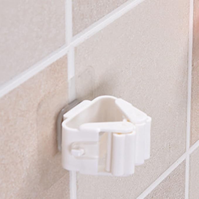 EVTSCAN 3pcs Mop and Broom Holder - Wall Mounted Broom Organizer Laundry Room Home Garden Garage Storage and Organization Rack(White)