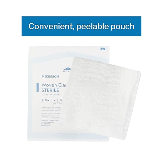 McKesson Woven Gauze Sponges, Sterile, 8-Ply, 100% Cotton, 4 in x 4 in, 2 per Pack, 600 Packs, 1200 Total