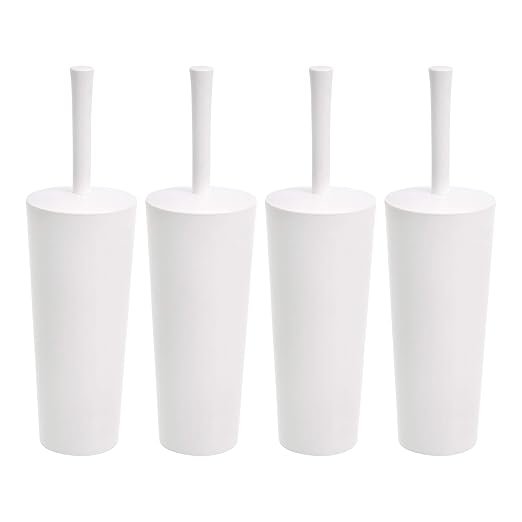 Amazon Basics Toilet Brush and Holder Set - 4-pack, White