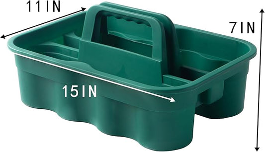 Matthew 5 Pack Large Plastic Tote Tool & Deluxe Supply Cleaning Caddy with Handle Portable Shower Basket Storage Caddy for Cleaning Products,Take-Out Drink,Bathrooms - Green