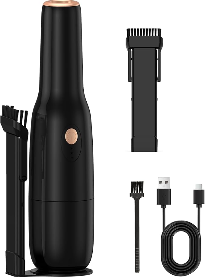 Handleld Vacuum Cordless -Car Vacuum Portable Rechargeble -Hand Held Small Vacuum Cleaner Car Seats, Home, Quick Cleanup, Strong Suction, Lightweight, Includes Crevice Nozzle & Brush -H3